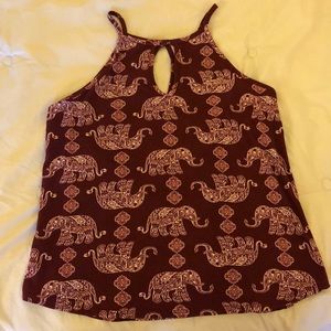 Maroon elephant sleeveless top